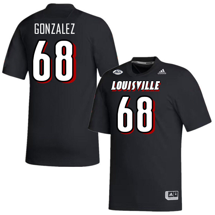 Men #68 Michael Gonzalez Louisville Cardinals College Football Jerseys Stitched-Black